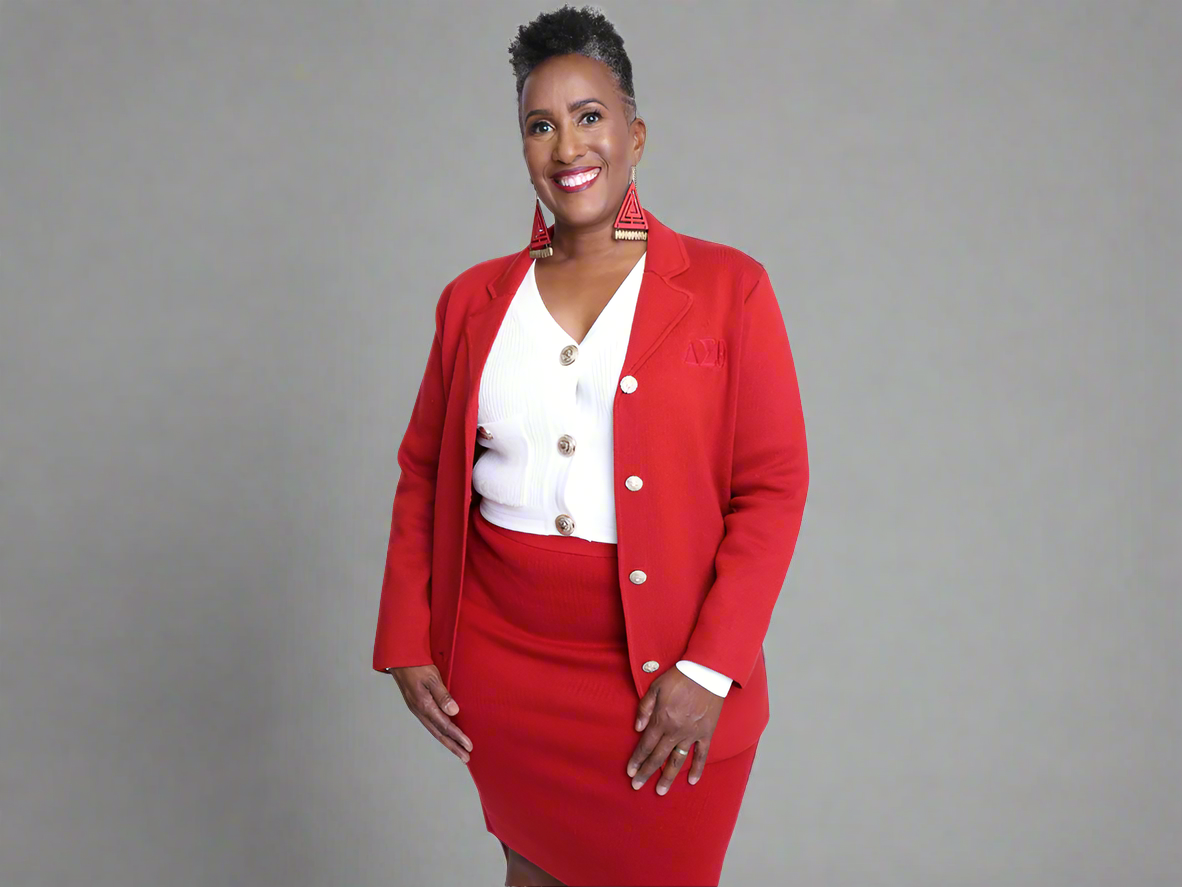Crimson or Black 2 pc Pant Suit