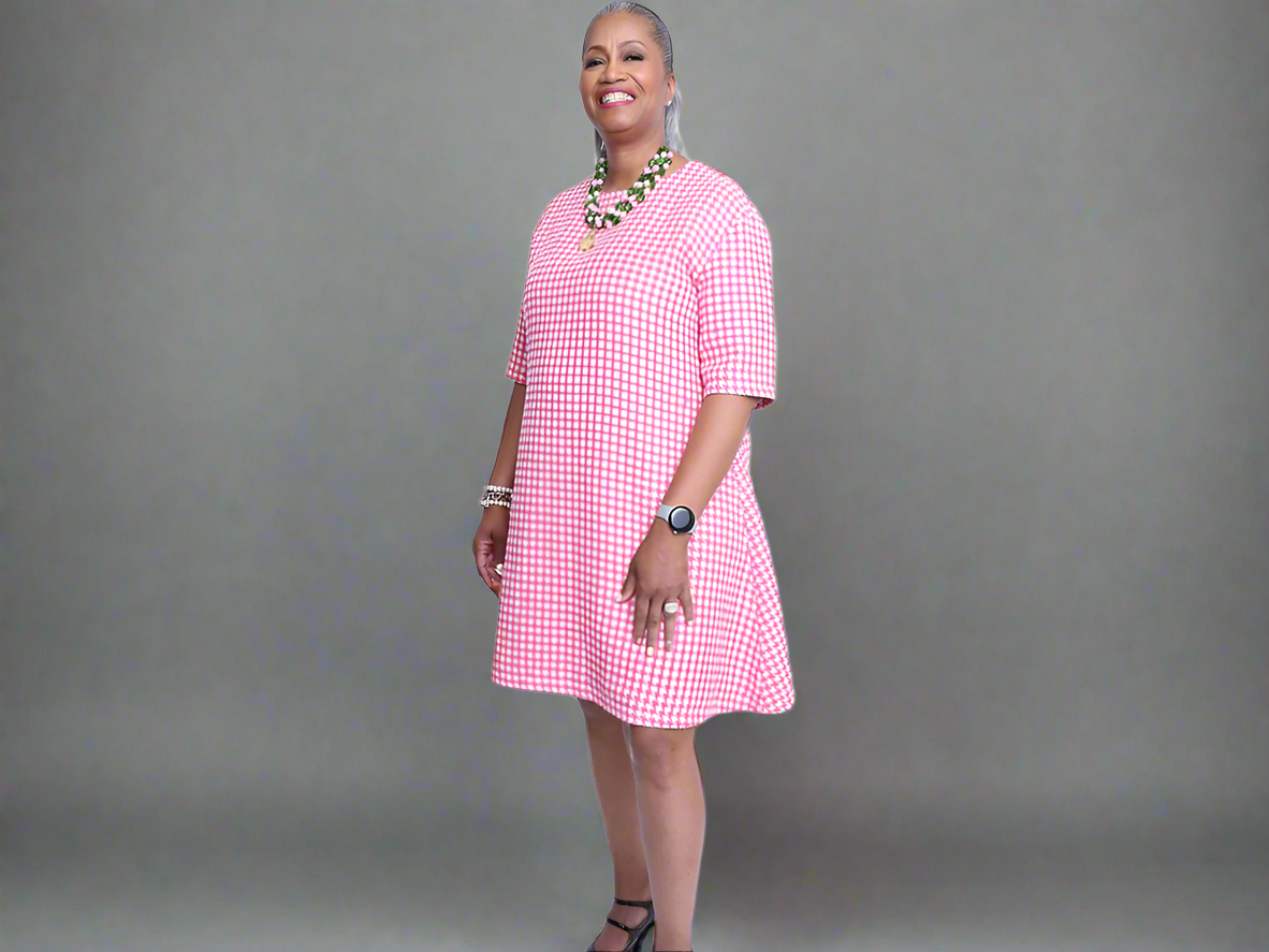 Bling Houndstooth Pink Sequin Dress