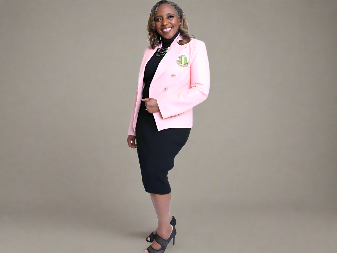 Double Breasted PU Pink Blazer