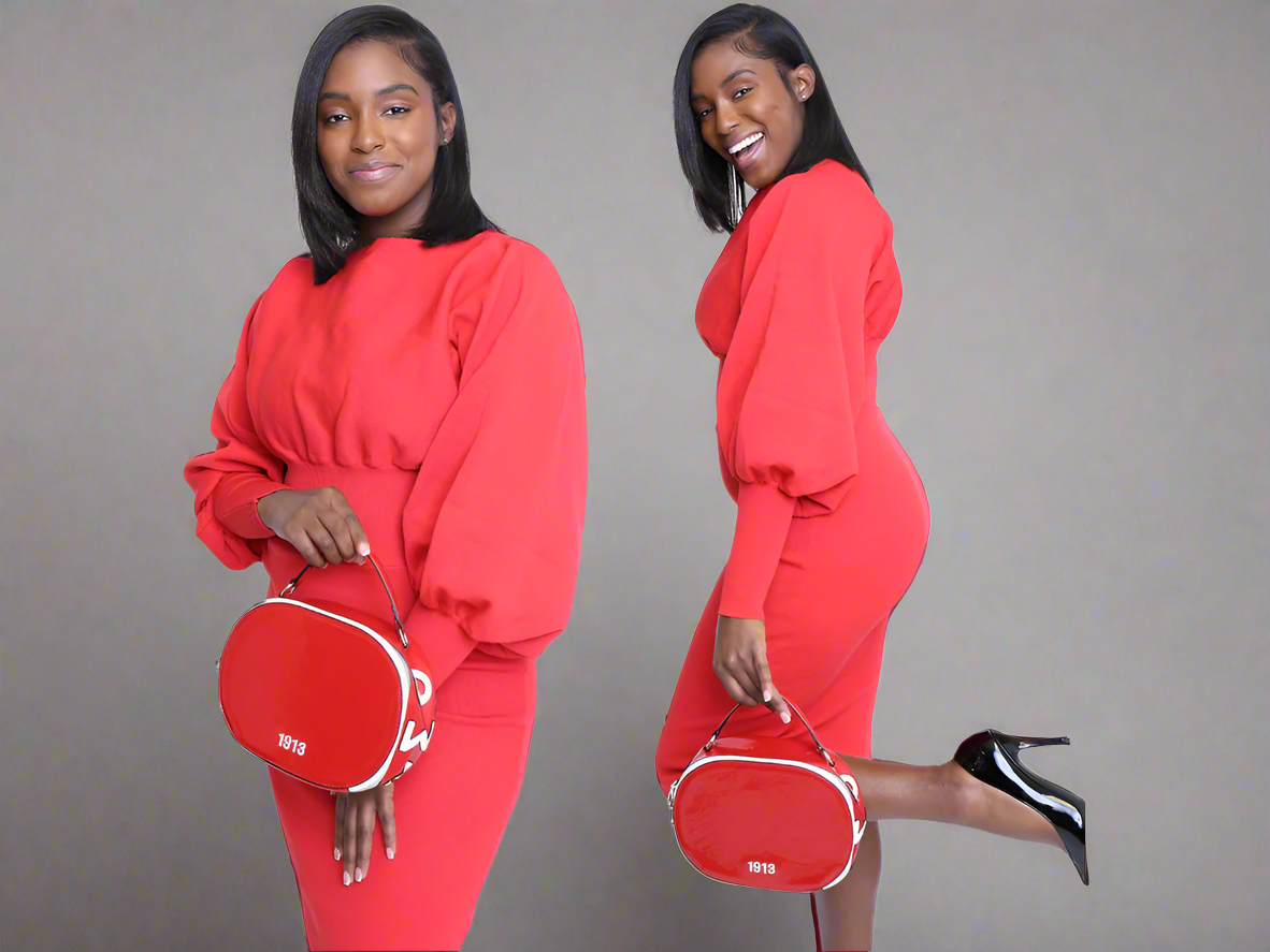 The Perfect Red Lantern Sleeve Knit Dress