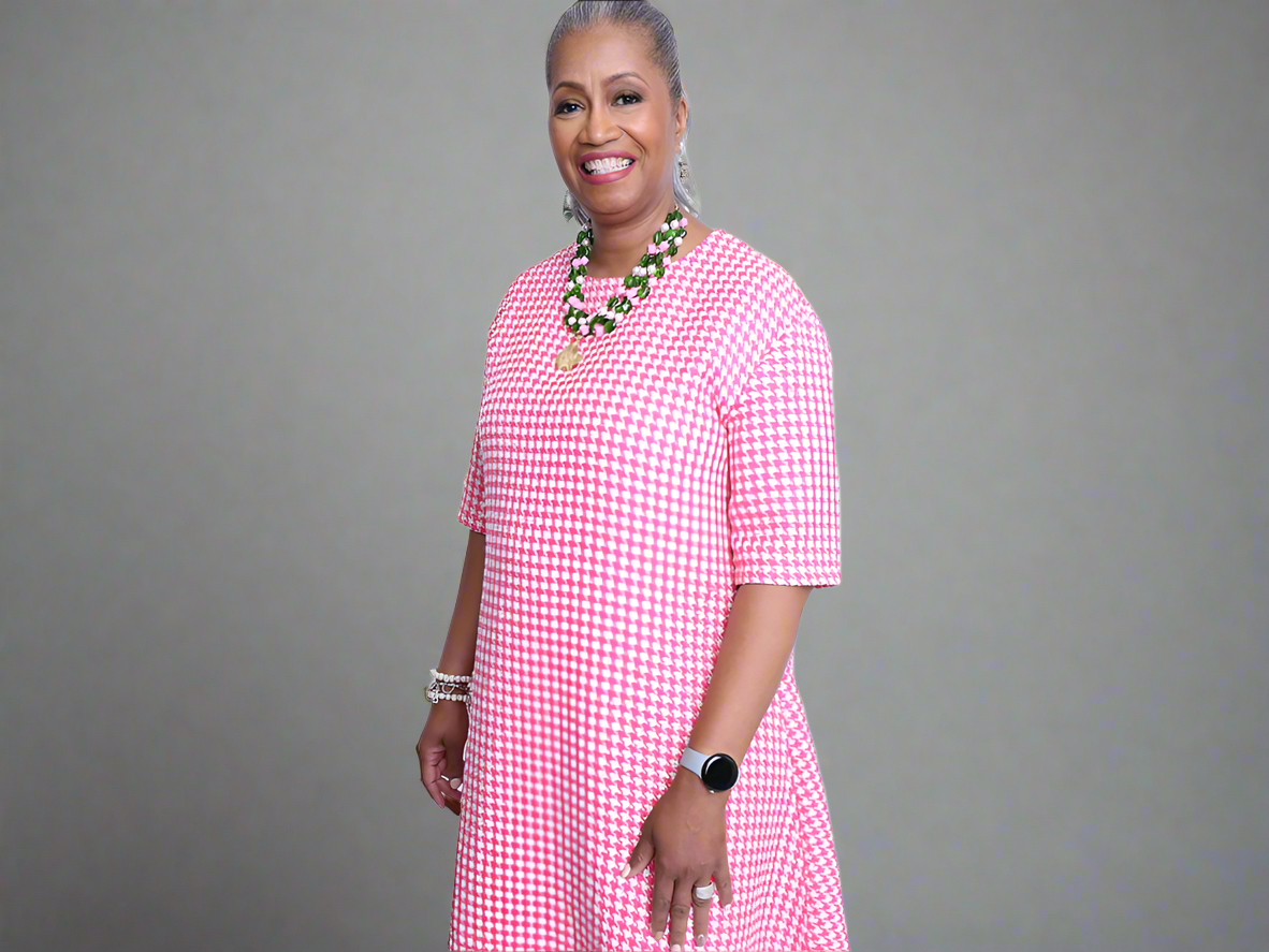 Bling Houndstooth Pink Sequin Dress