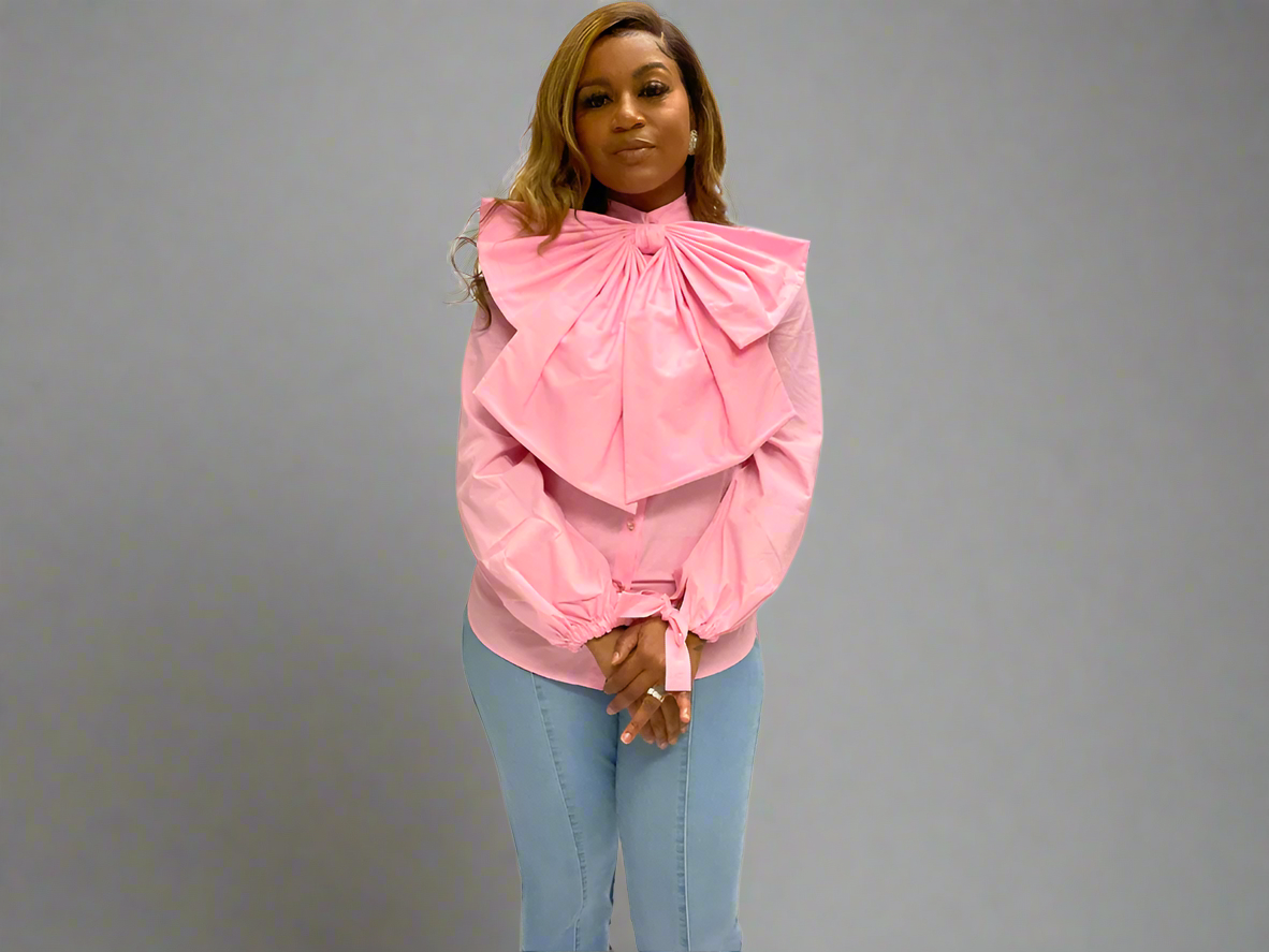 Ruffle bow tie blouse online