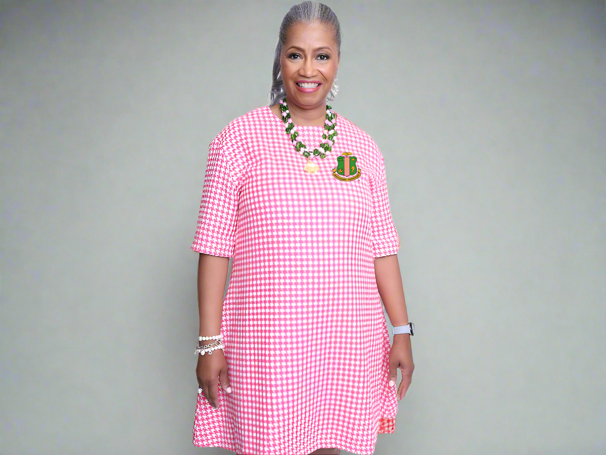 Bling Houndstooth Pink Sequin Dress