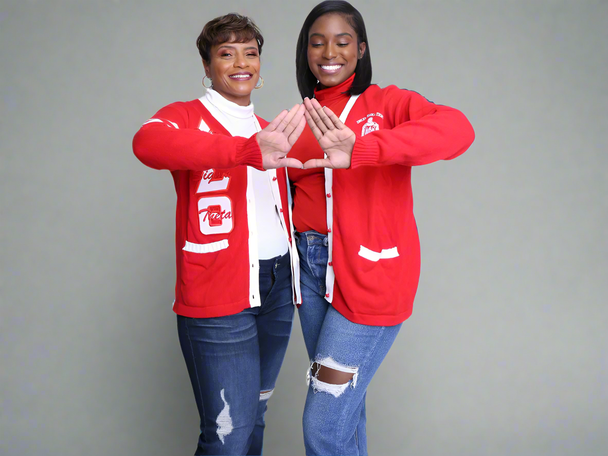 DST Red Cardigan Glitter Letters-SALE