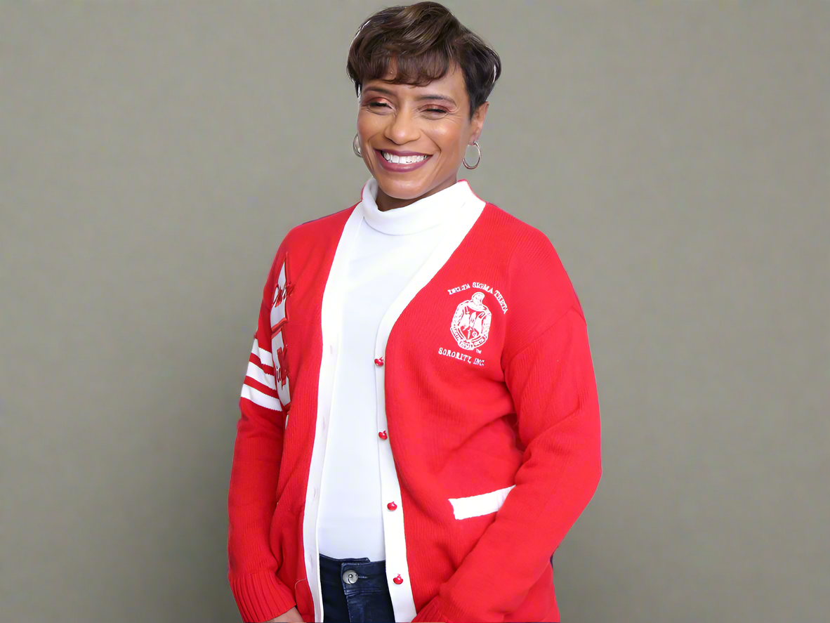 DST Red Cardigan Glitter Letters-SALE