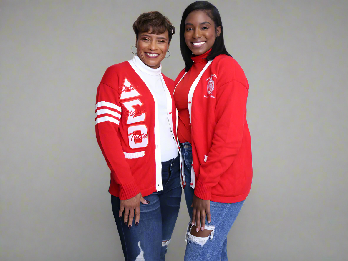 DST Red Cardigan Glitter Letters-SALE