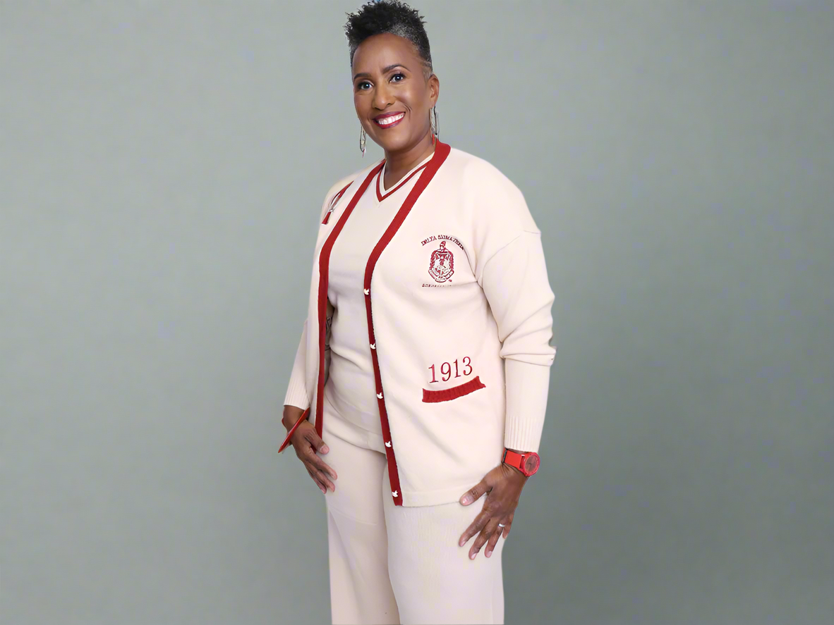 DST Crimson & Cream Cardigan