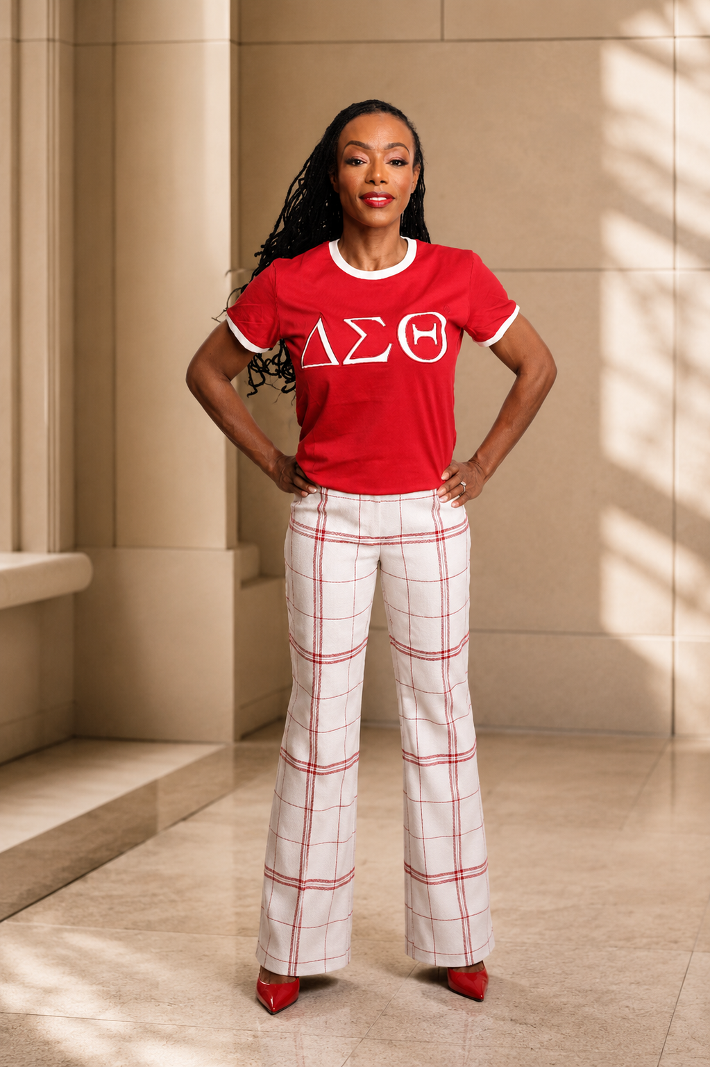 Crimson & Cream Ringer T Shirt
