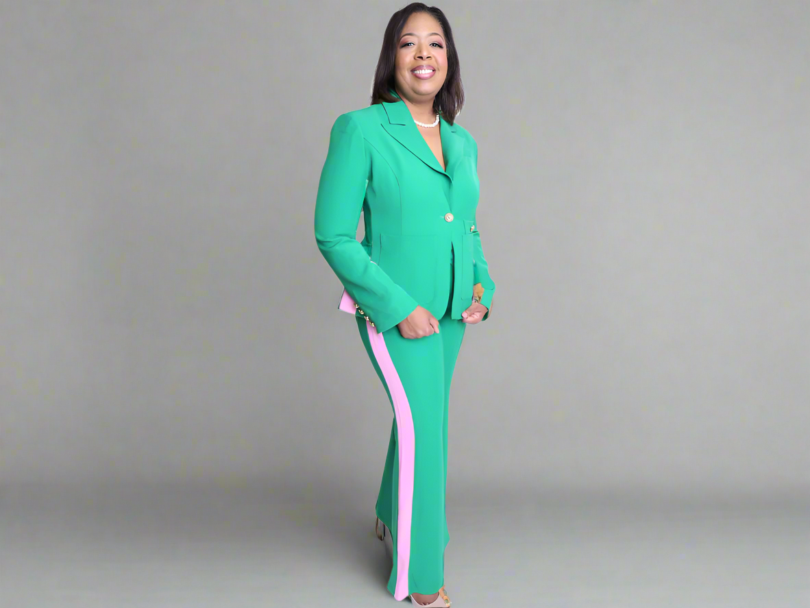 Pretty in Pink & Green Striped Blazer or Pants or Skirt Suit (Separates)