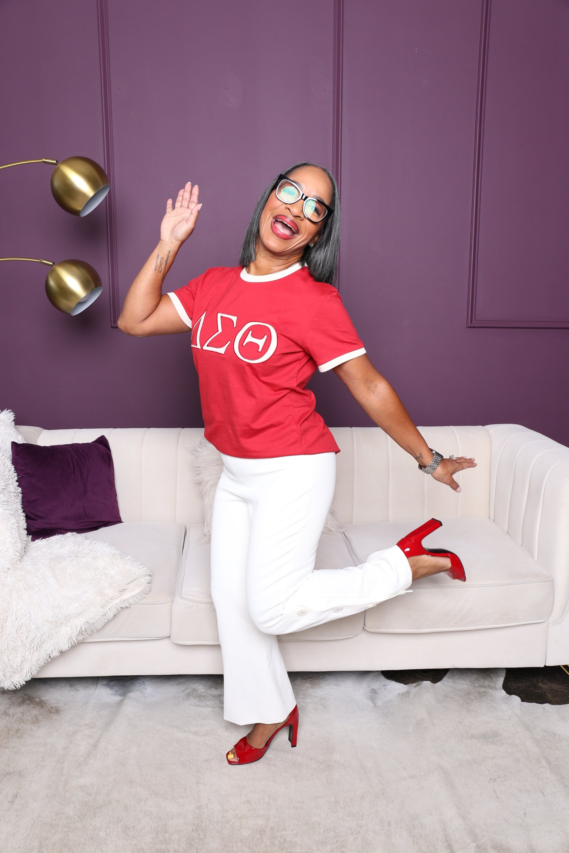 Crimson & Cream Ringer T Shirt