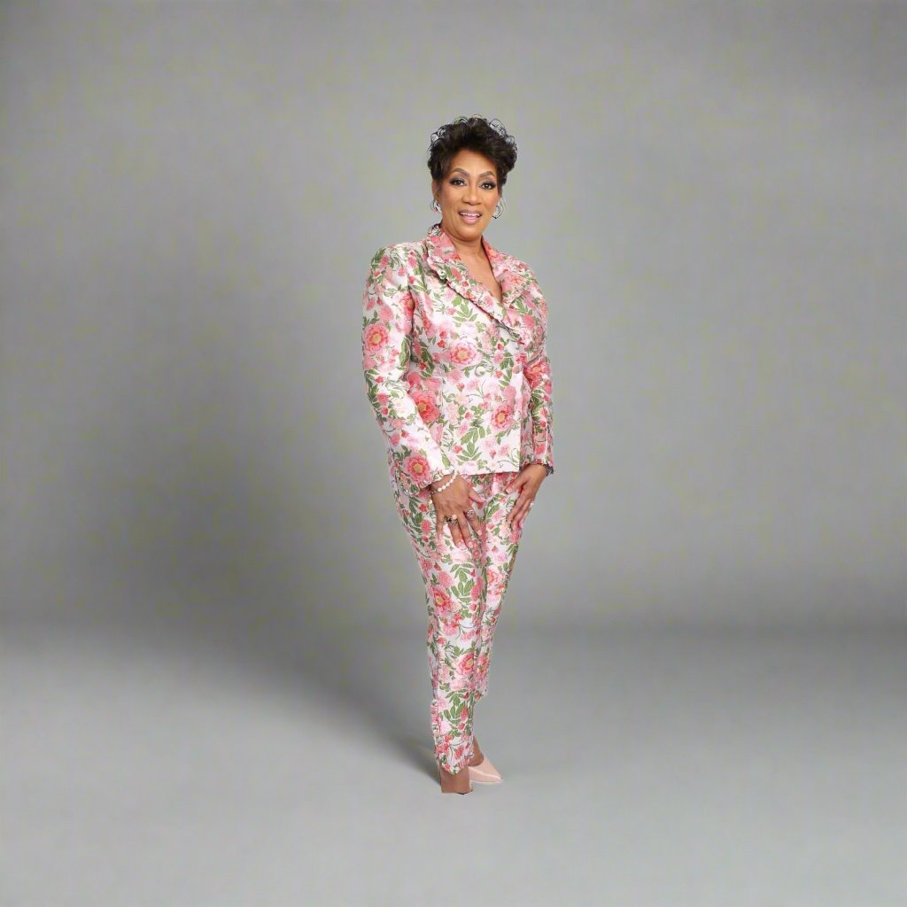Ruffle Floral Jacquard Pant Suit
