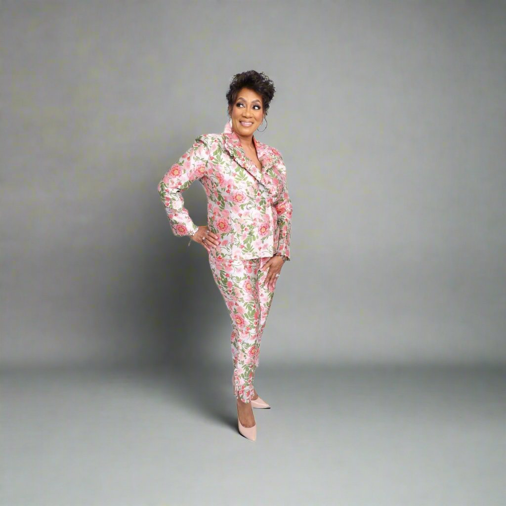Ruffle Floral Jacquard Pant Suit