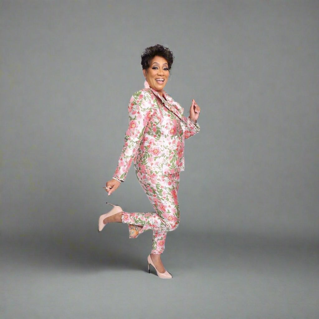 Ruffle Floral Jacquard Pant Suit