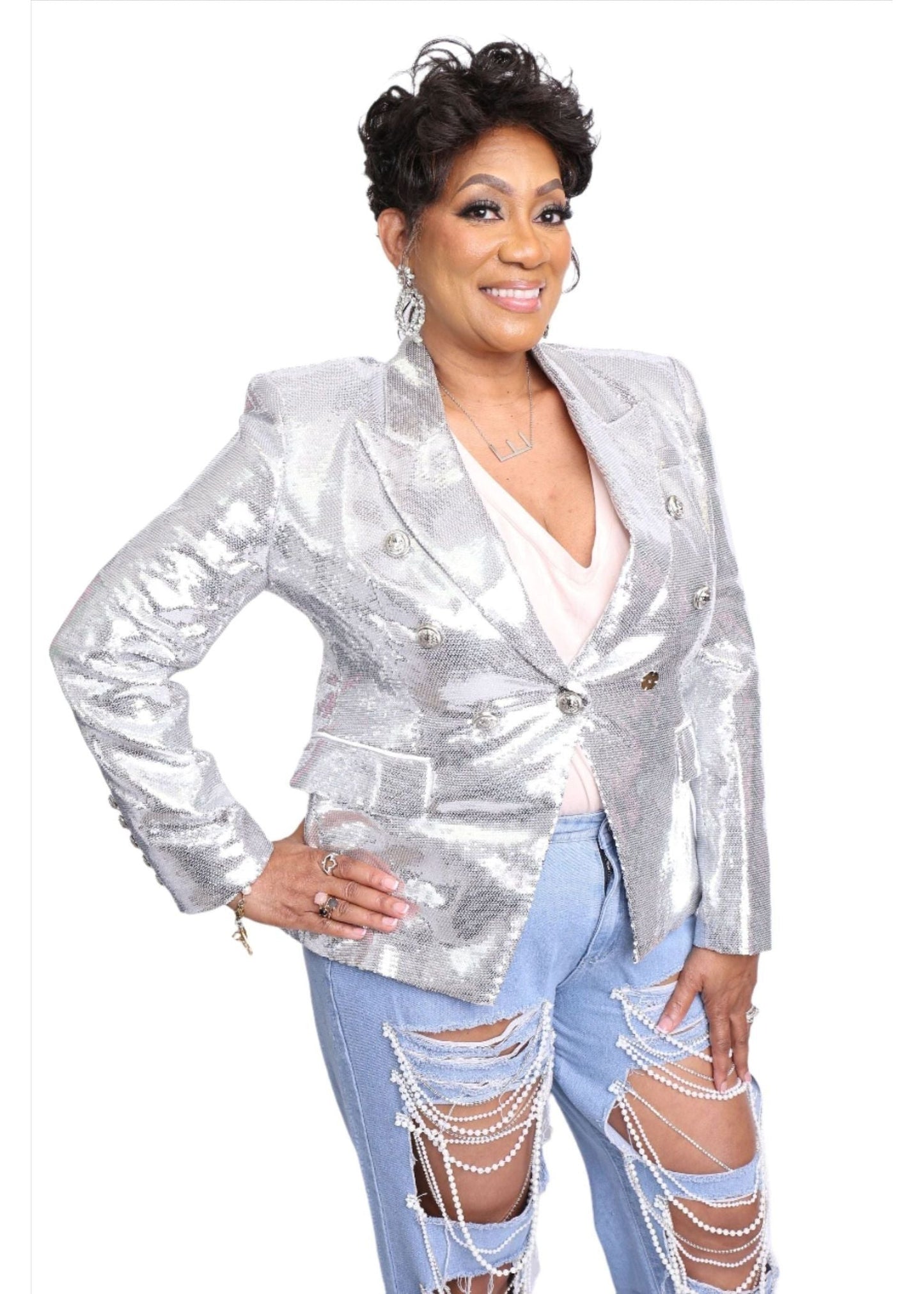 Silver Sequin Blazer