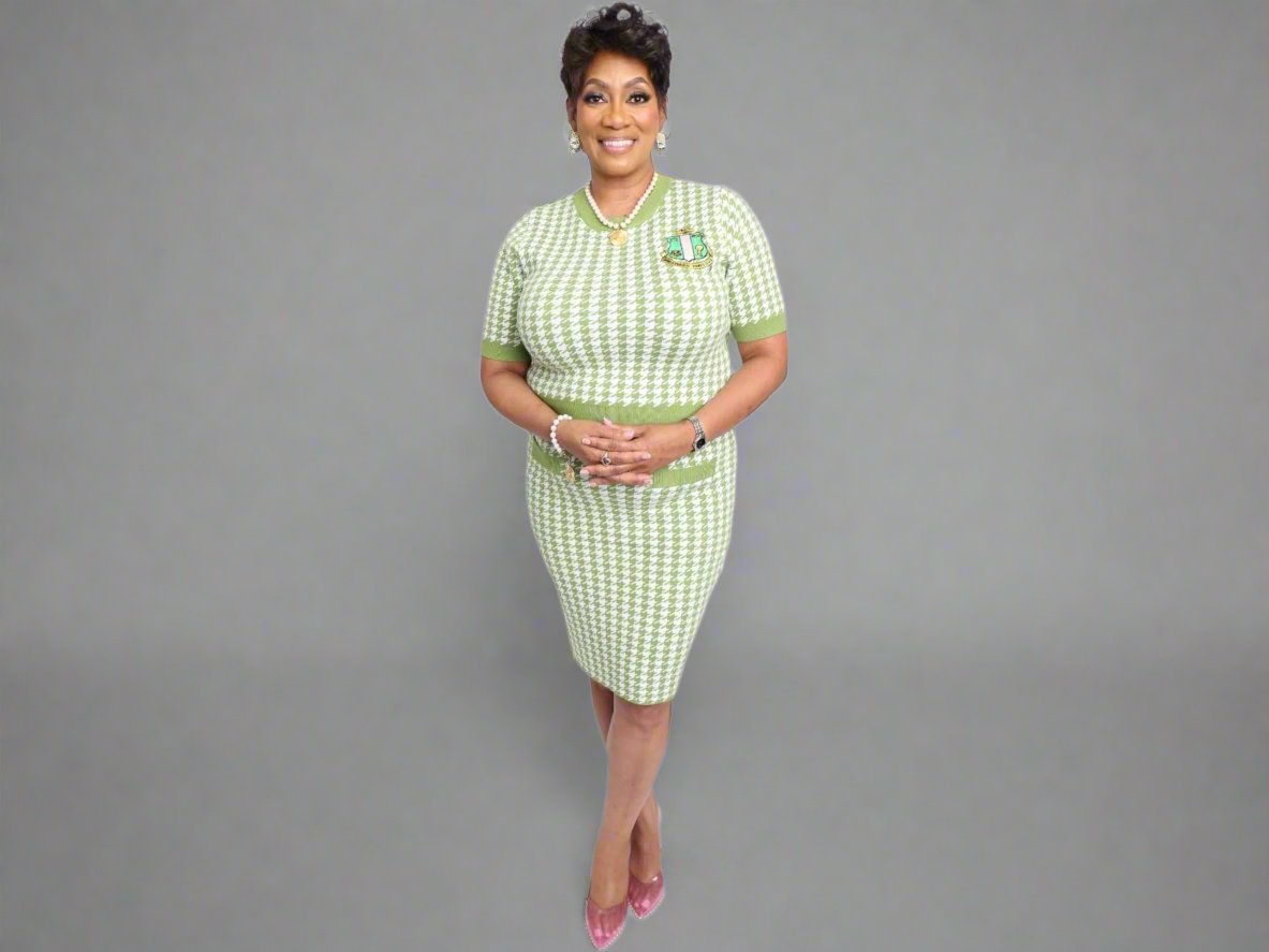 The Apple Green Houndstooth Knit