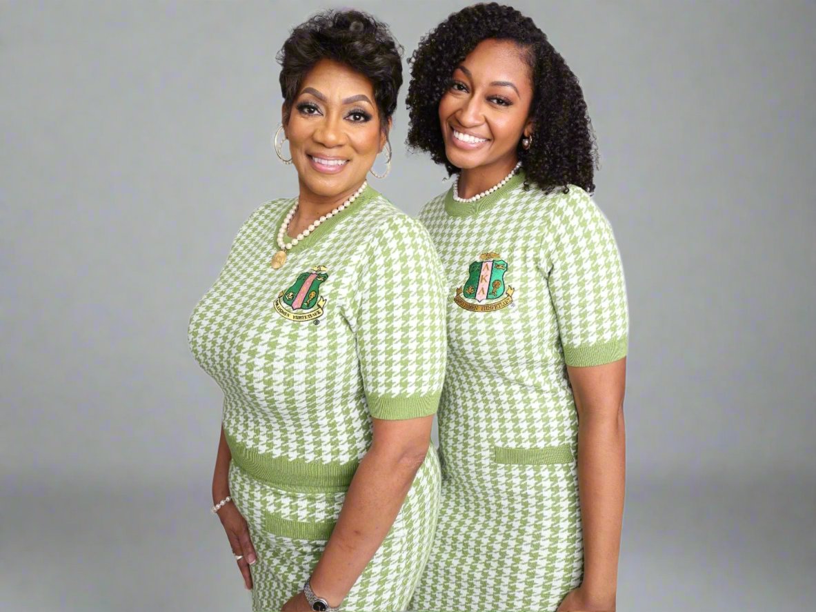 The Apple Green Houndstooth Knit