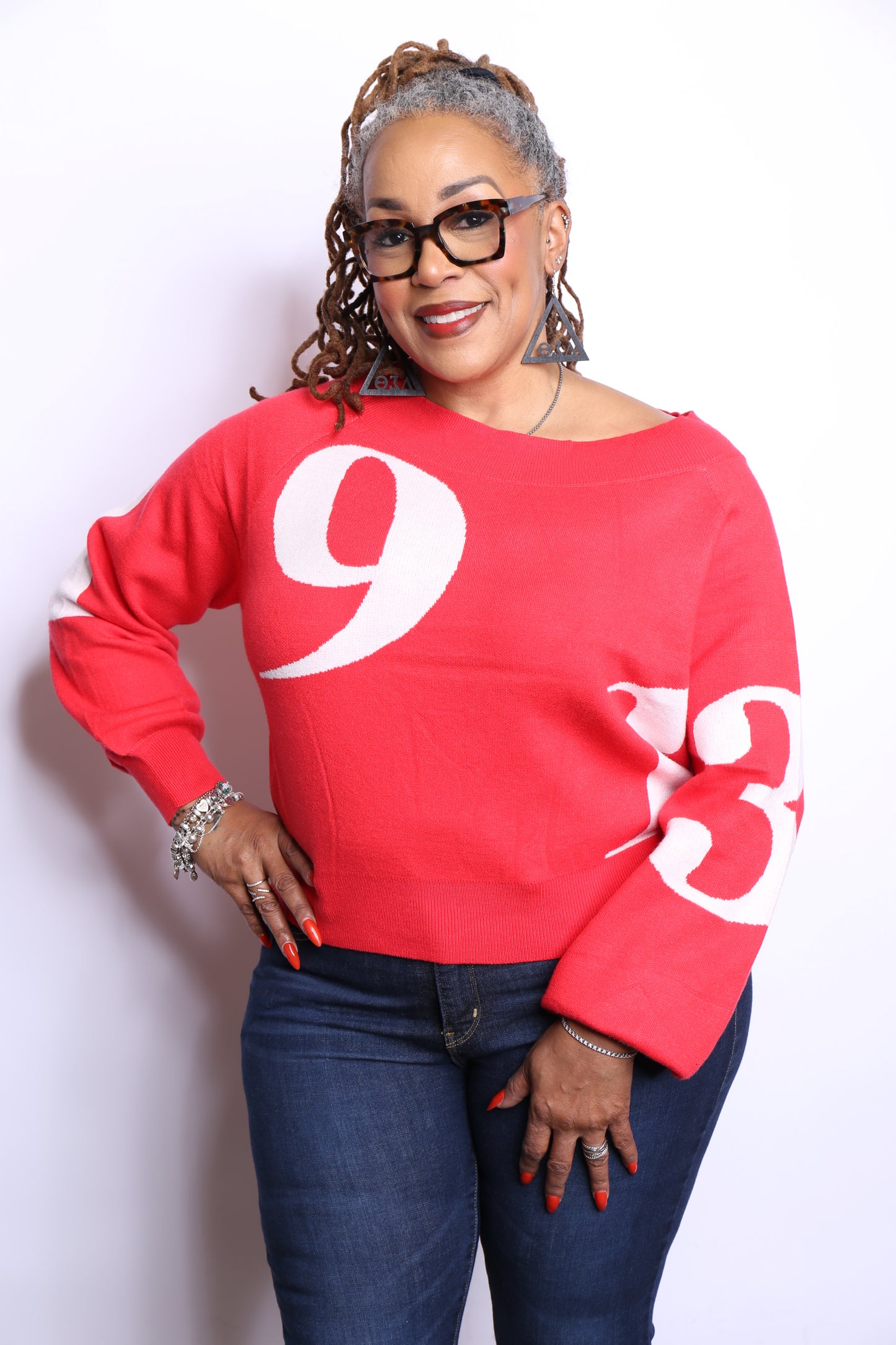 Red 1913-Off Shoulder Sweater