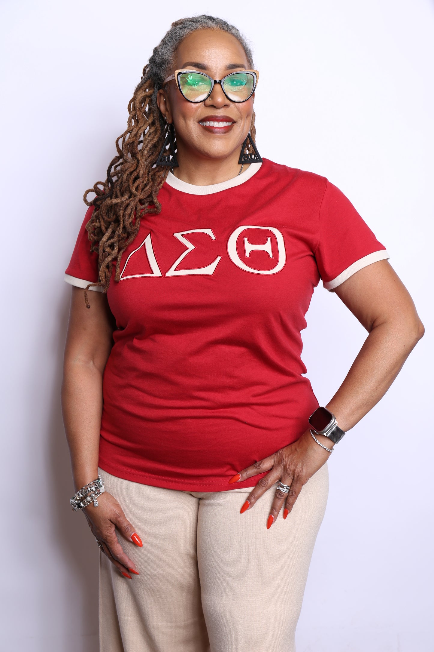 Crimson & Cream Ringer T Shirt