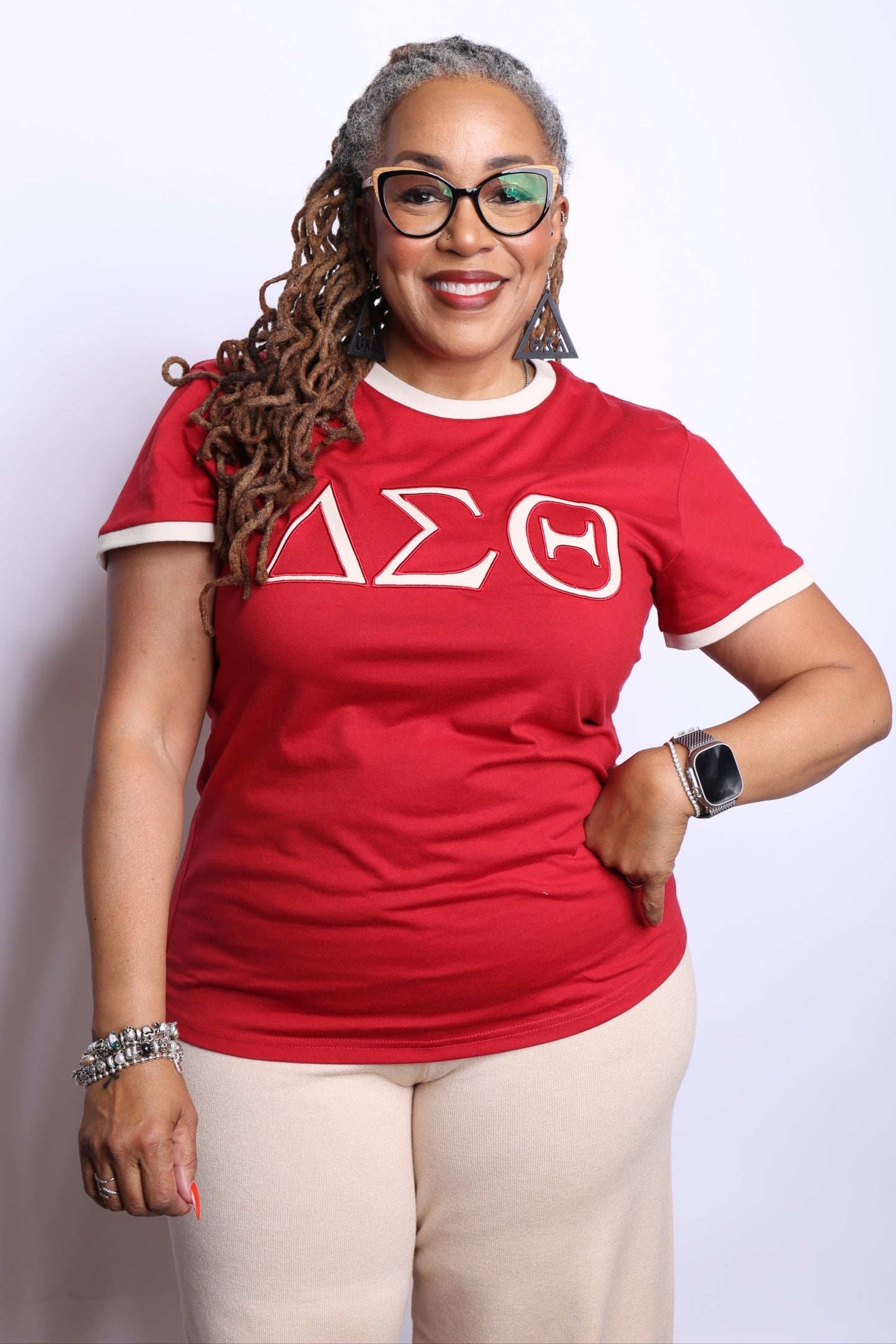 Crimson & Cream Ringer T Shirt