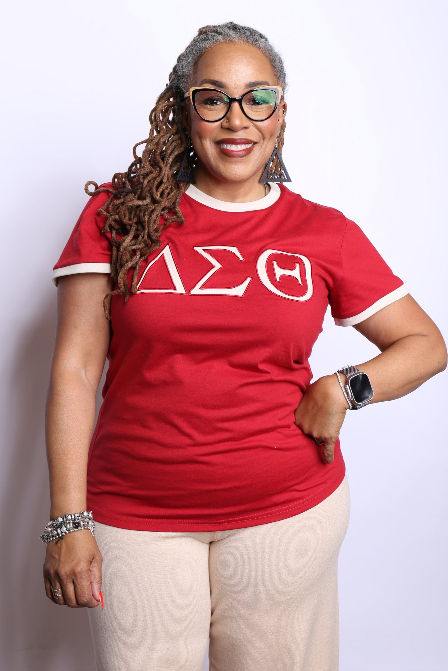 Crimson & Cream Ringer T Shirt