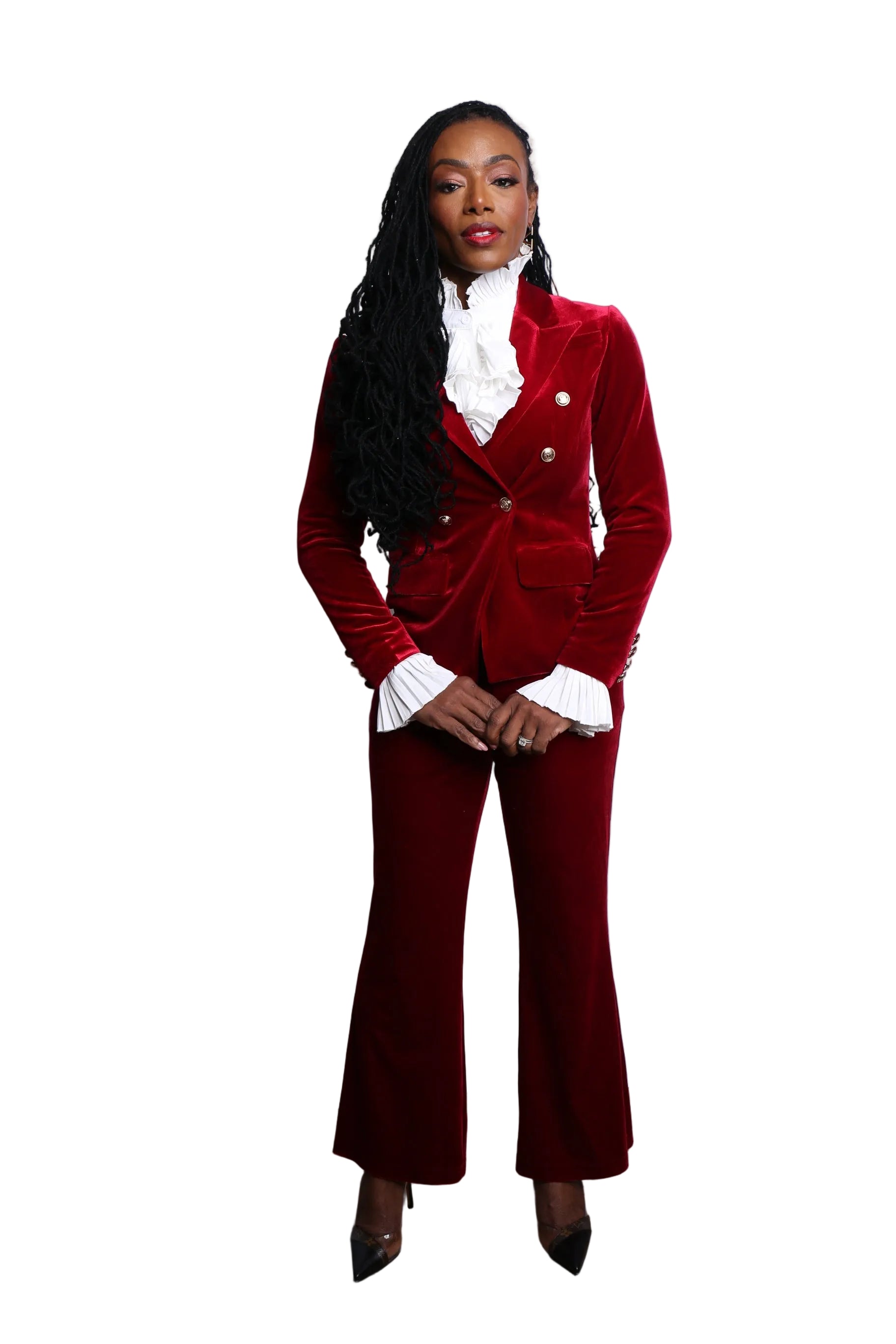 Velvet Crimosn Pant Set-Sample Sale