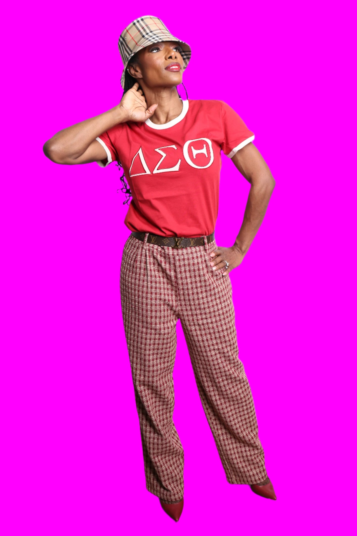 Crimson & Cream Ringer T Shirt