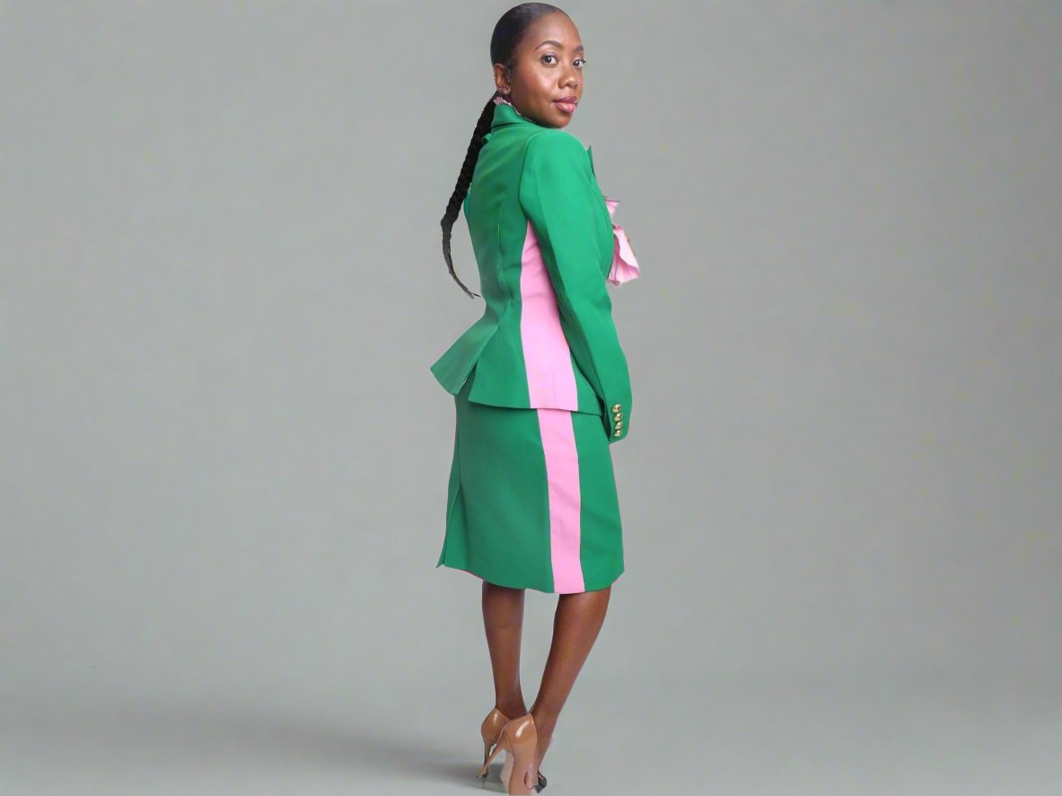 Pretty in Pink & Green Striped Blazer or Pants or Skirt Suit (Separates)