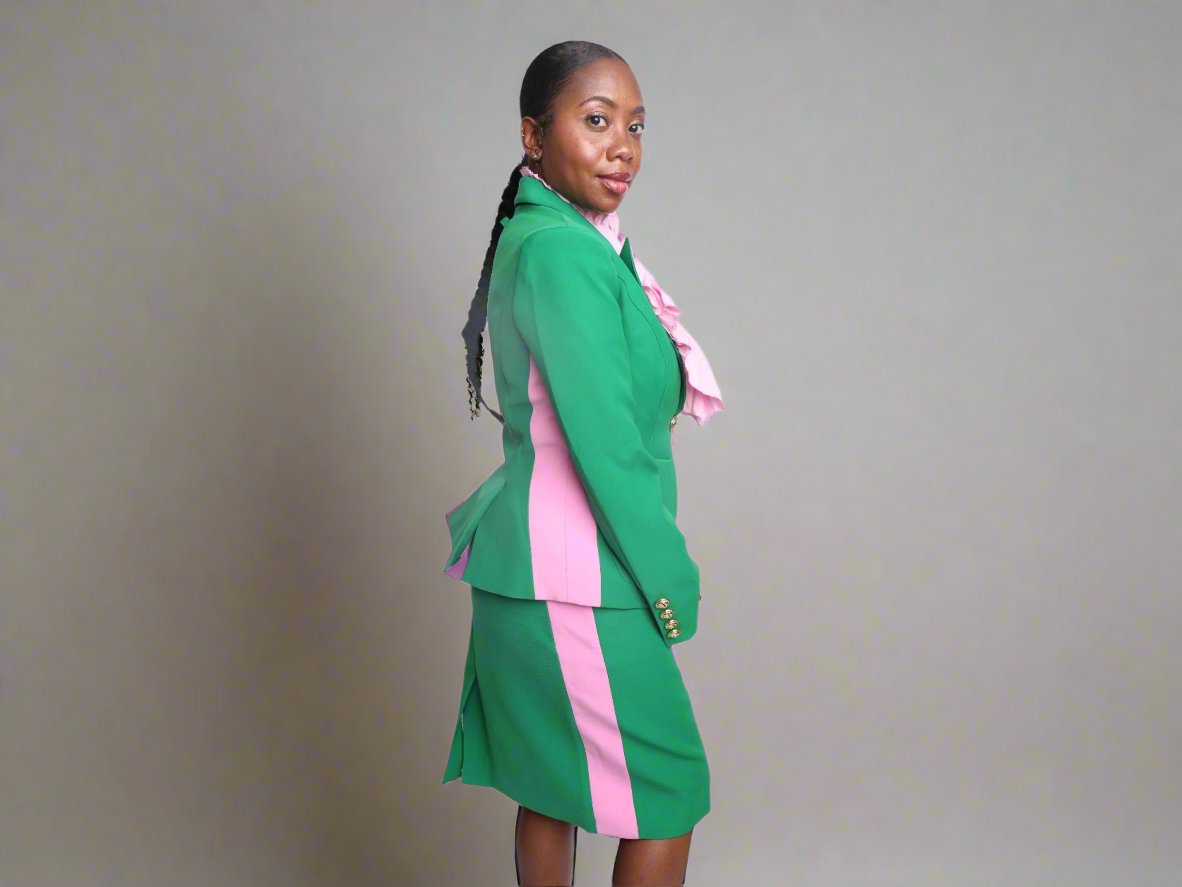 Pretty in Pink & Green Striped Blazer or Pants or Skirt Suit (Separates)