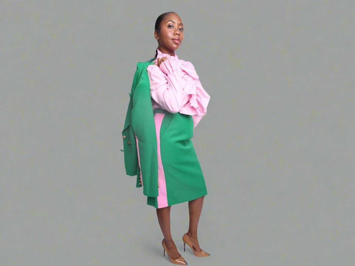 Pretty in Pink & Green Striped Blazer or Pants or Skirt Suit (Separates)