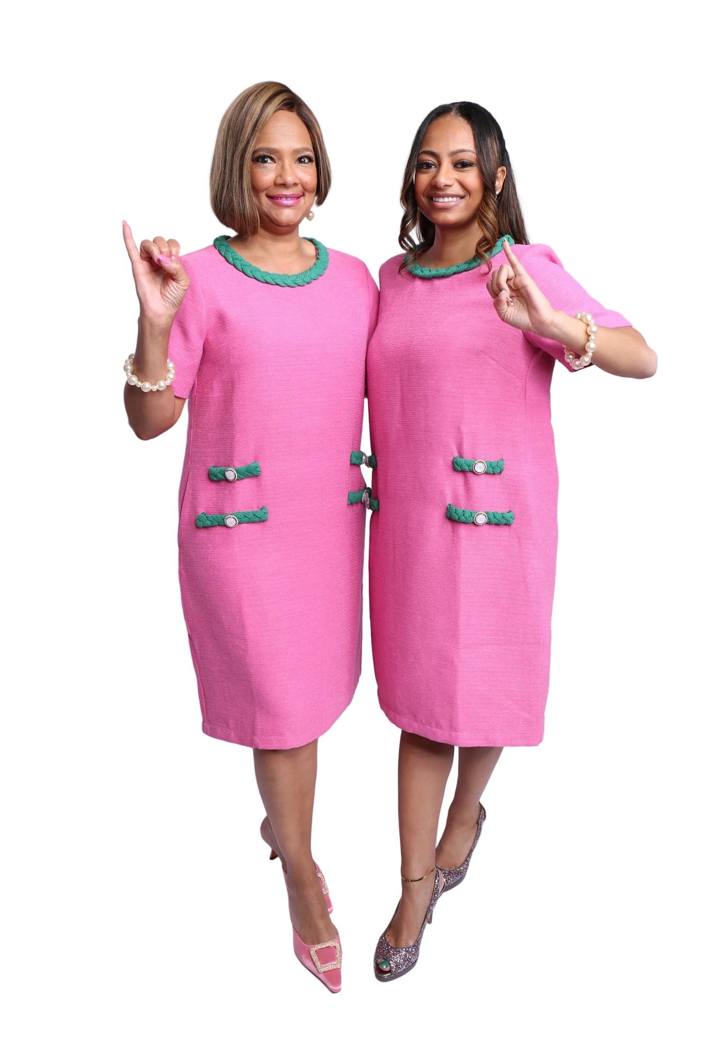 Classic Pink Tweed Shift Dress