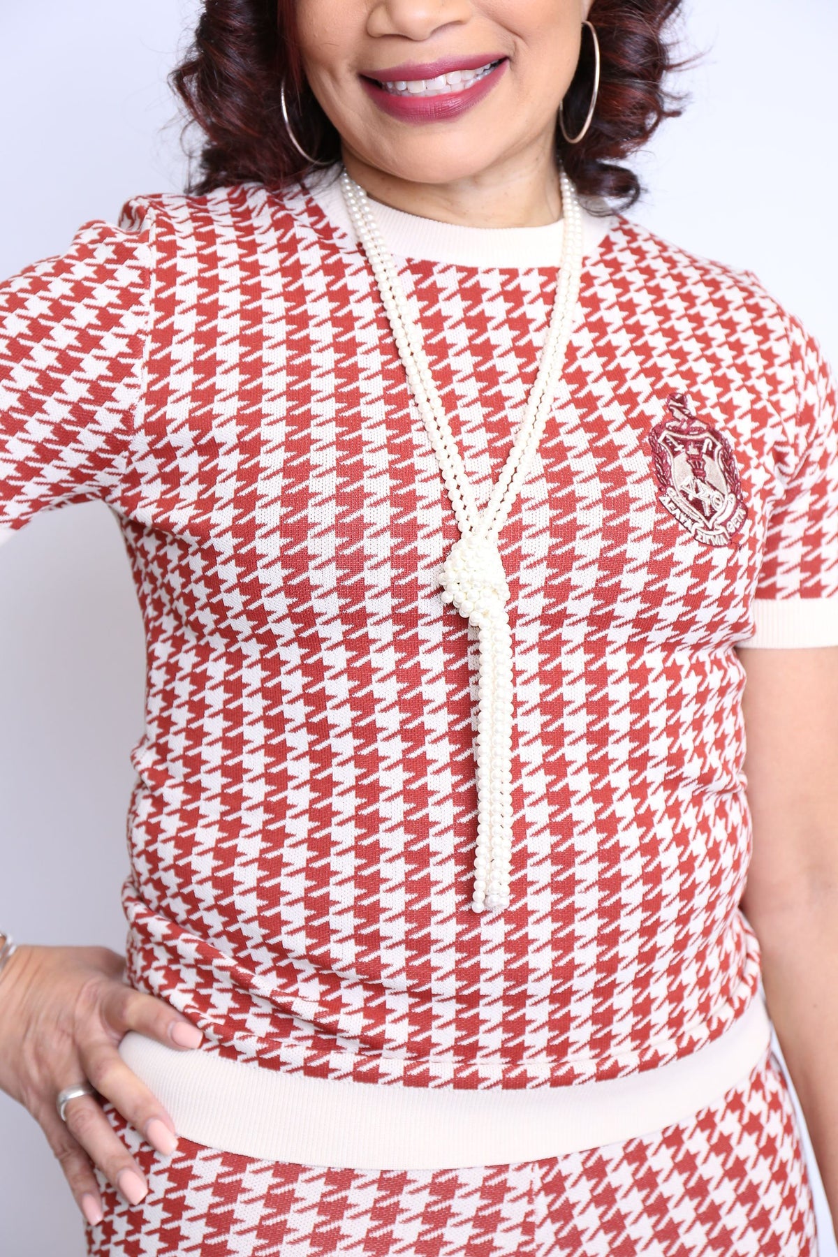 The Crimson & Cream Houndstooth Set