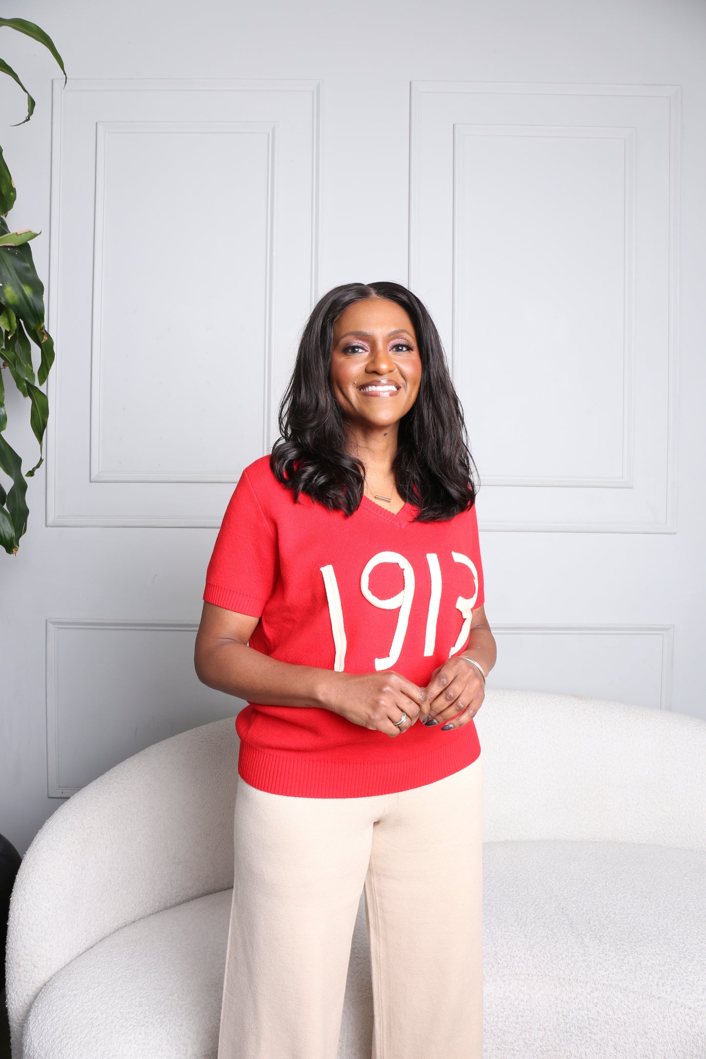 1913 V Neck Rope Sweater
