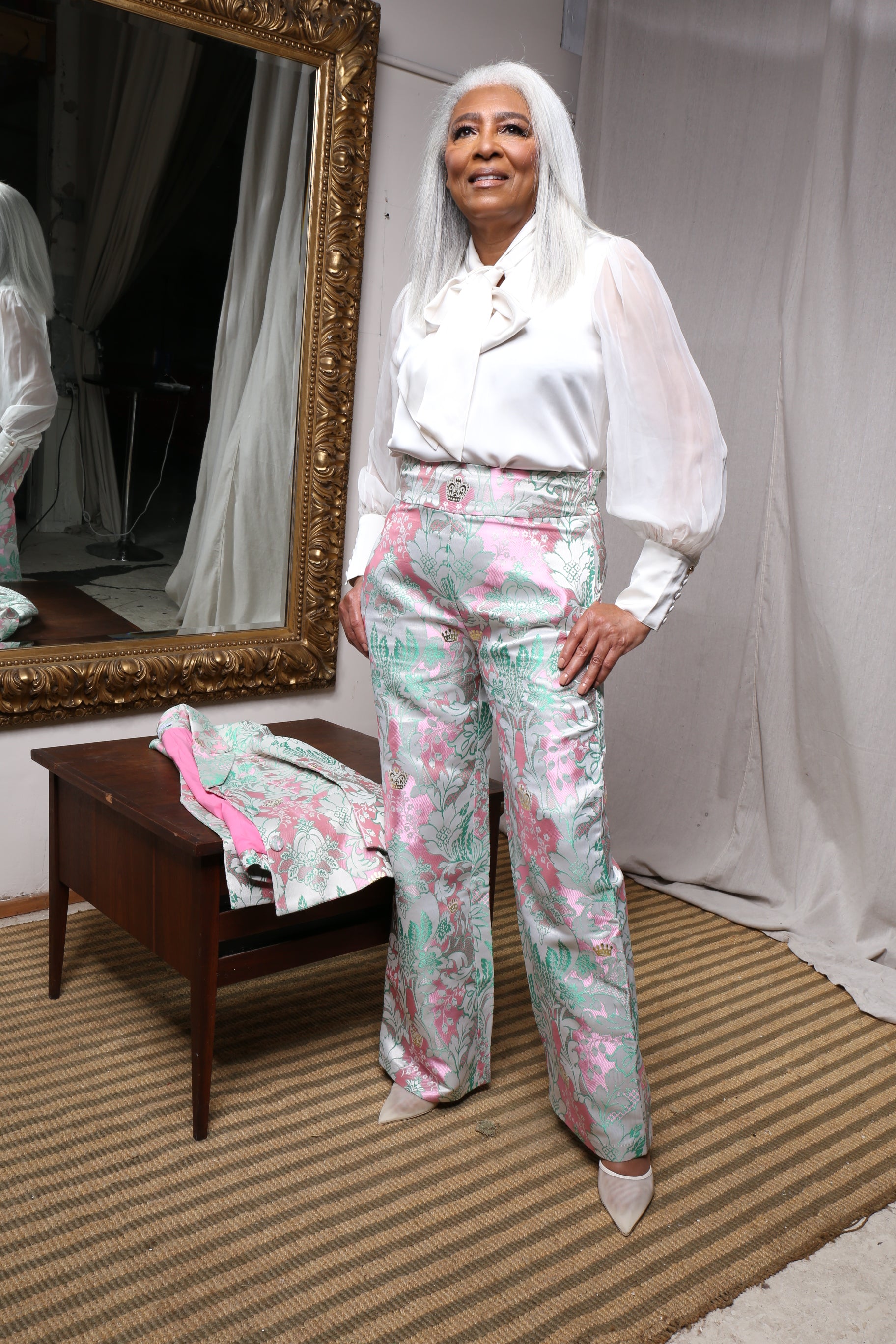 Signature Jacquard High-Waisted Trousers