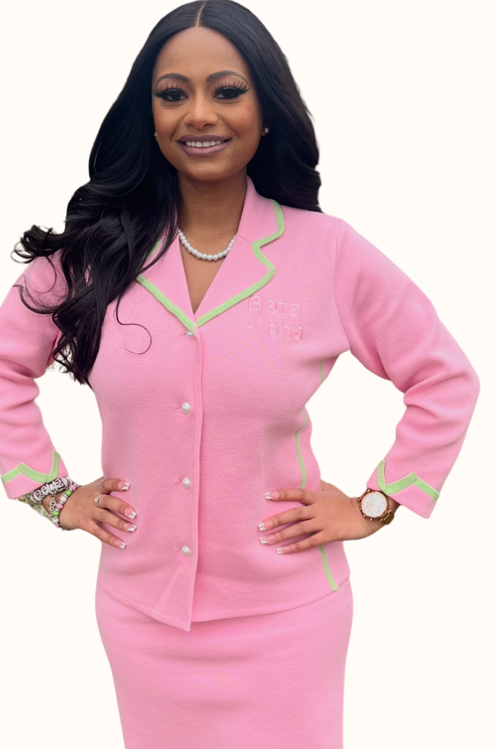 Beta Alpha Custom Pink Knit suit