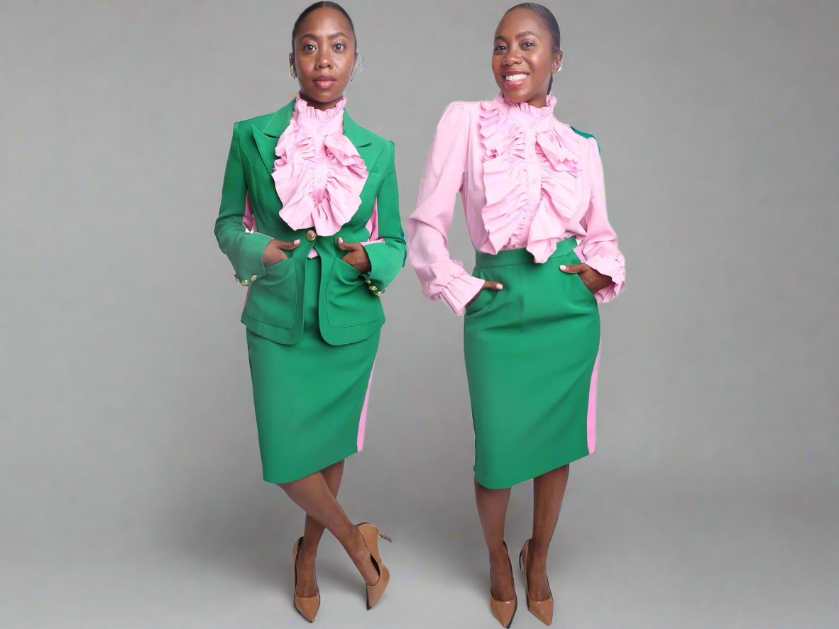 Pretty in Pink Green Striped Blazer or Pants or Skirt Suit Separate Pretty. Made Simple