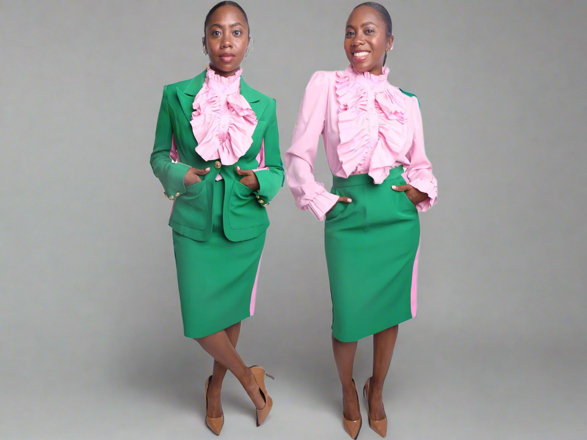Pretty in Pink & Green Striped Blazer or Pants or Skirt Suit (Separates)