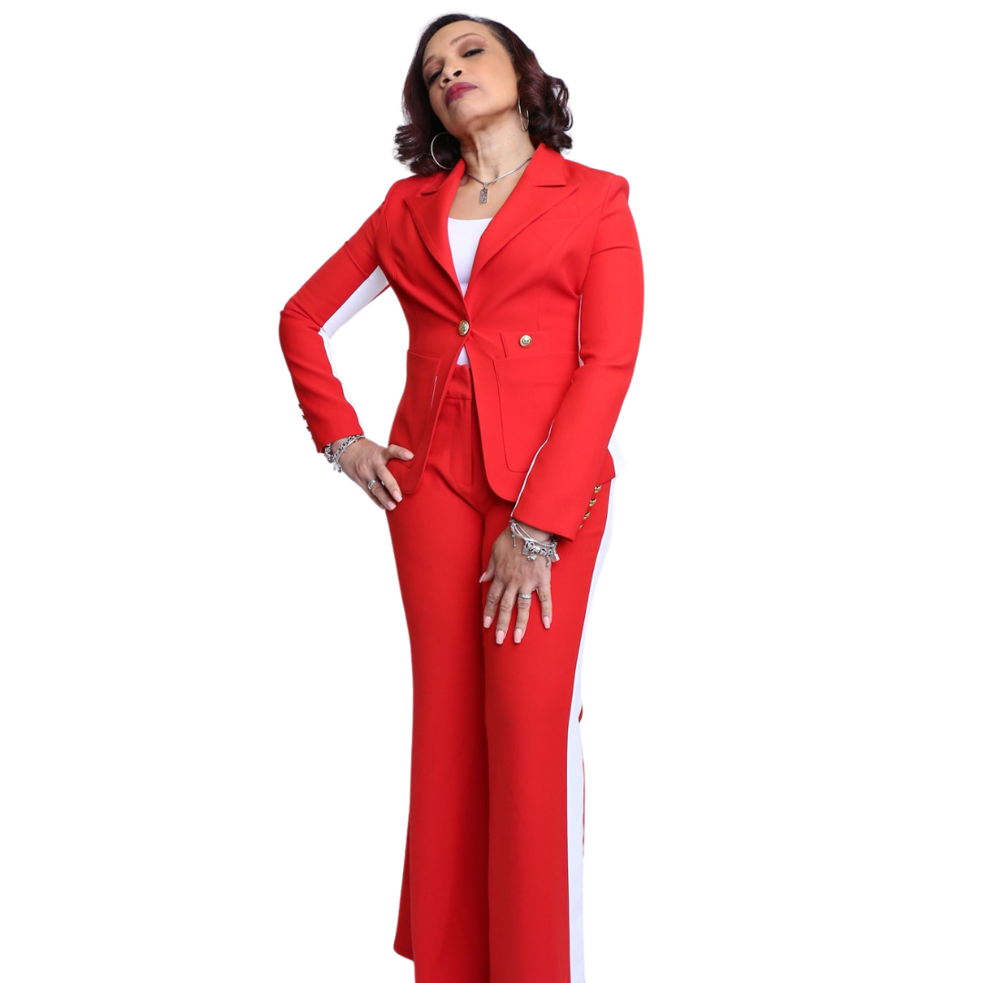 Pre Order Red & White Stripped Suit