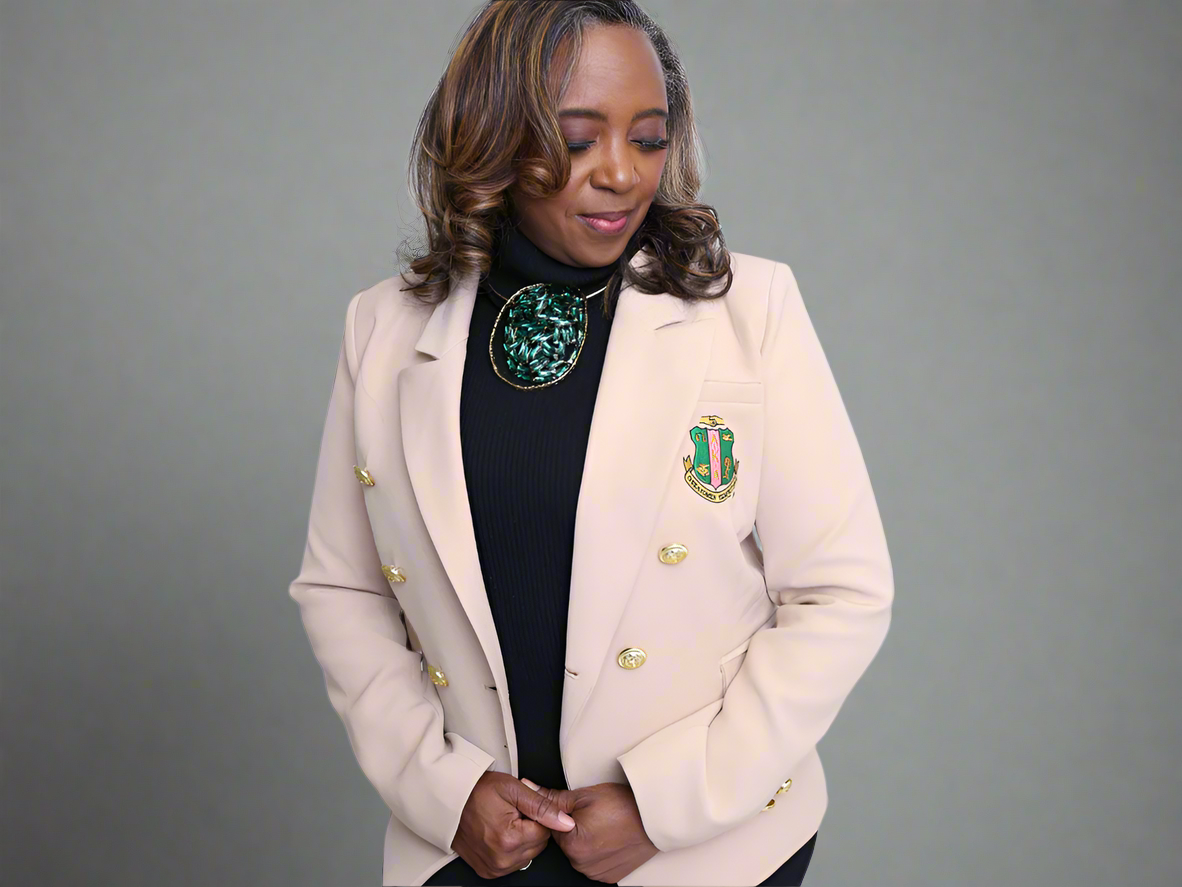Green blazer 2025 with gold buttons