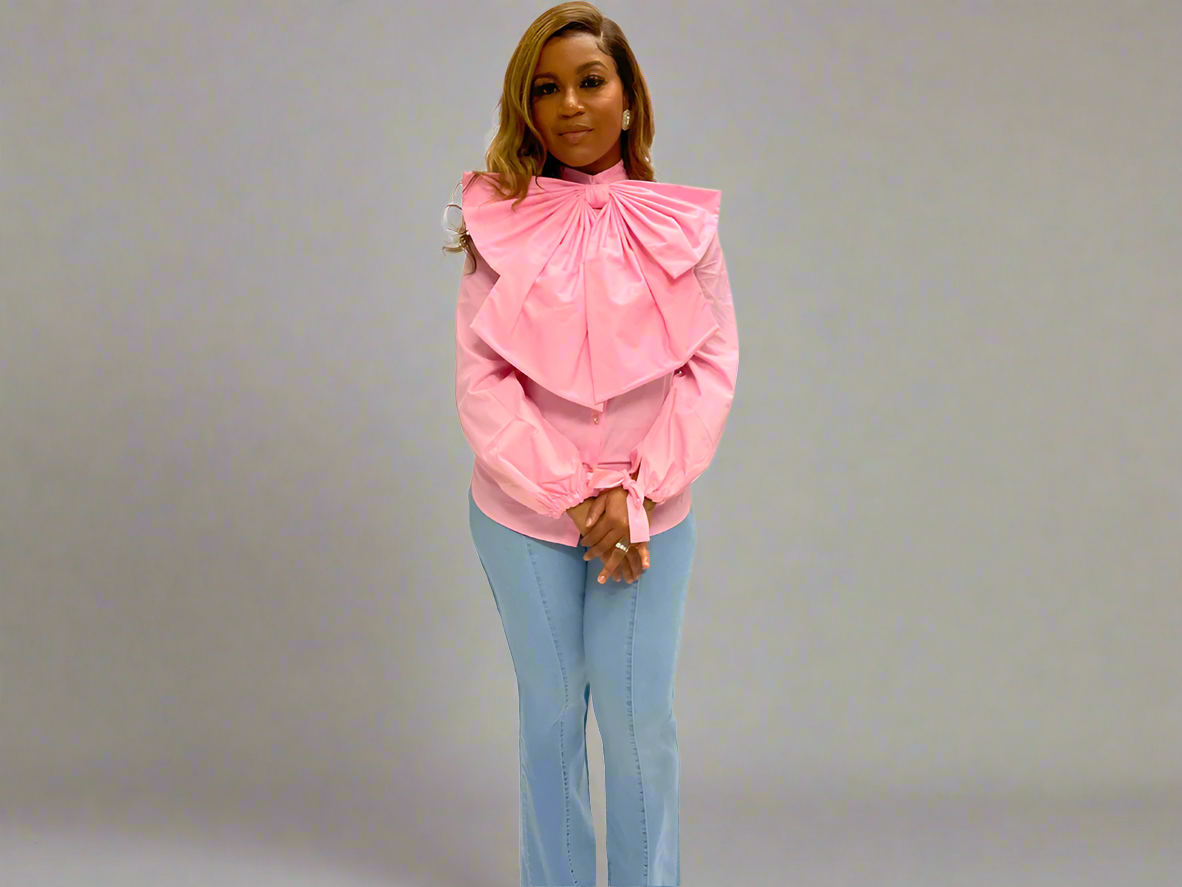 Neu Bow Tie Blouse Pink