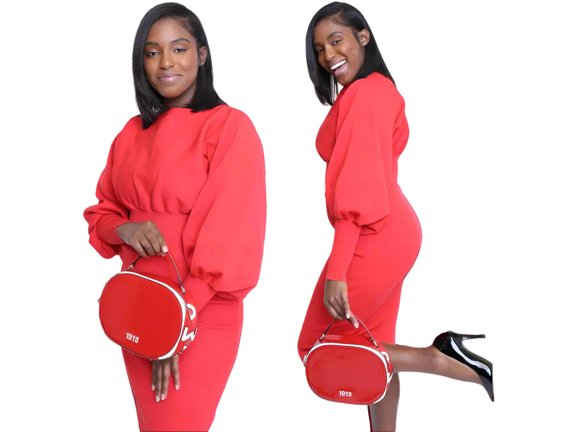 The Perfect Red Lantern Sleeve Knit Dress