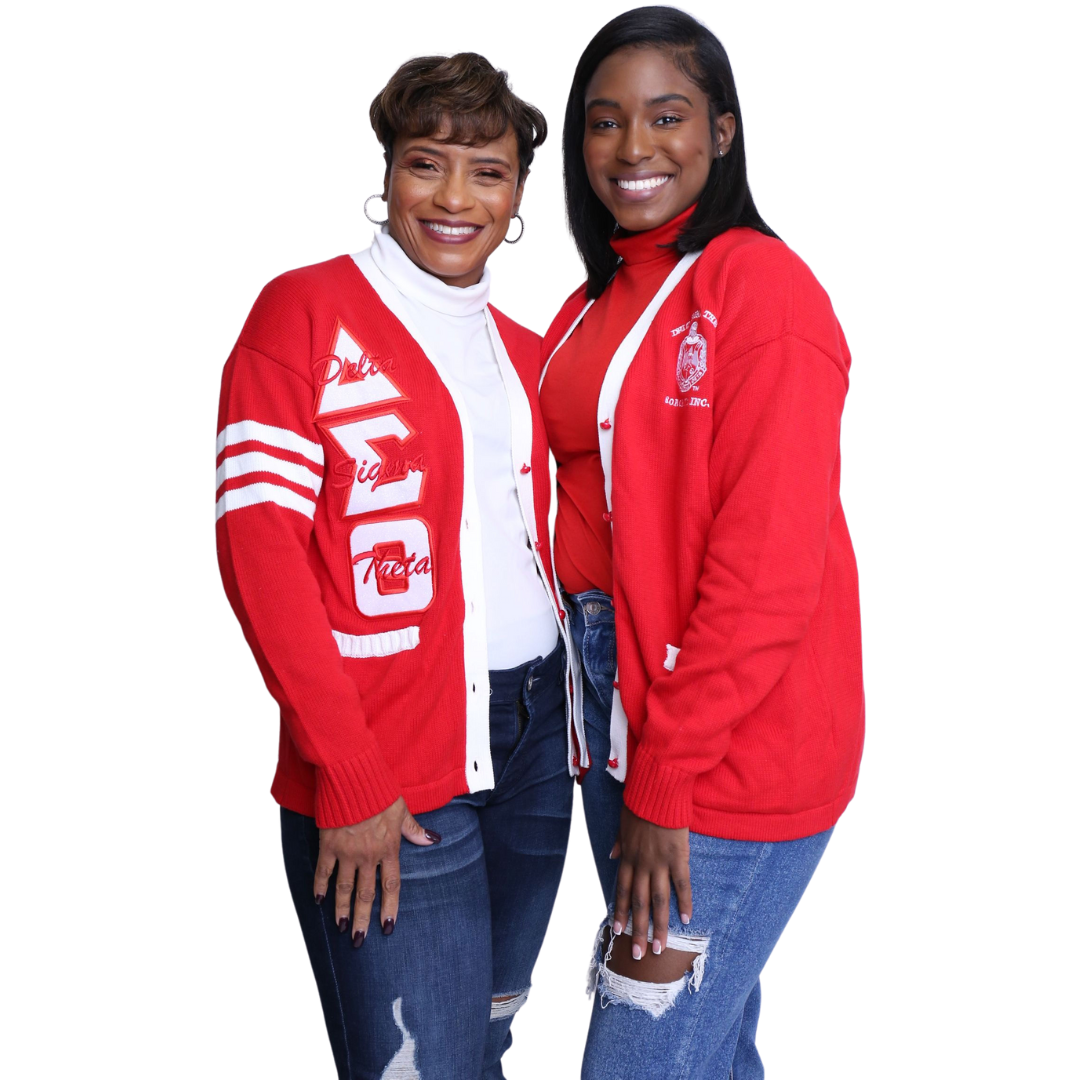DST Red Cardigan Glitter Letters