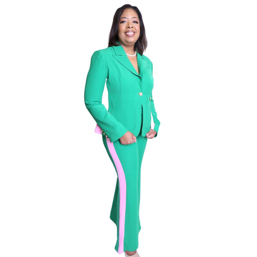 Pretty in Pink & Green Striped Blazer or Pants or Skirt Suit (Separates)