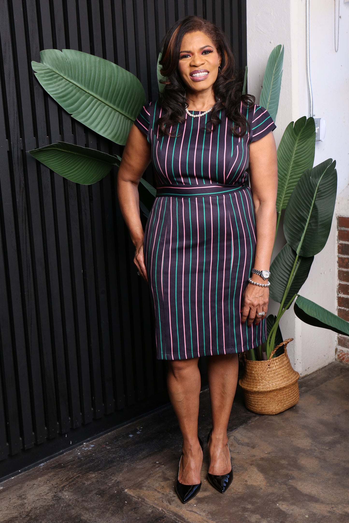 Classic Pinstripe Sheath Dress