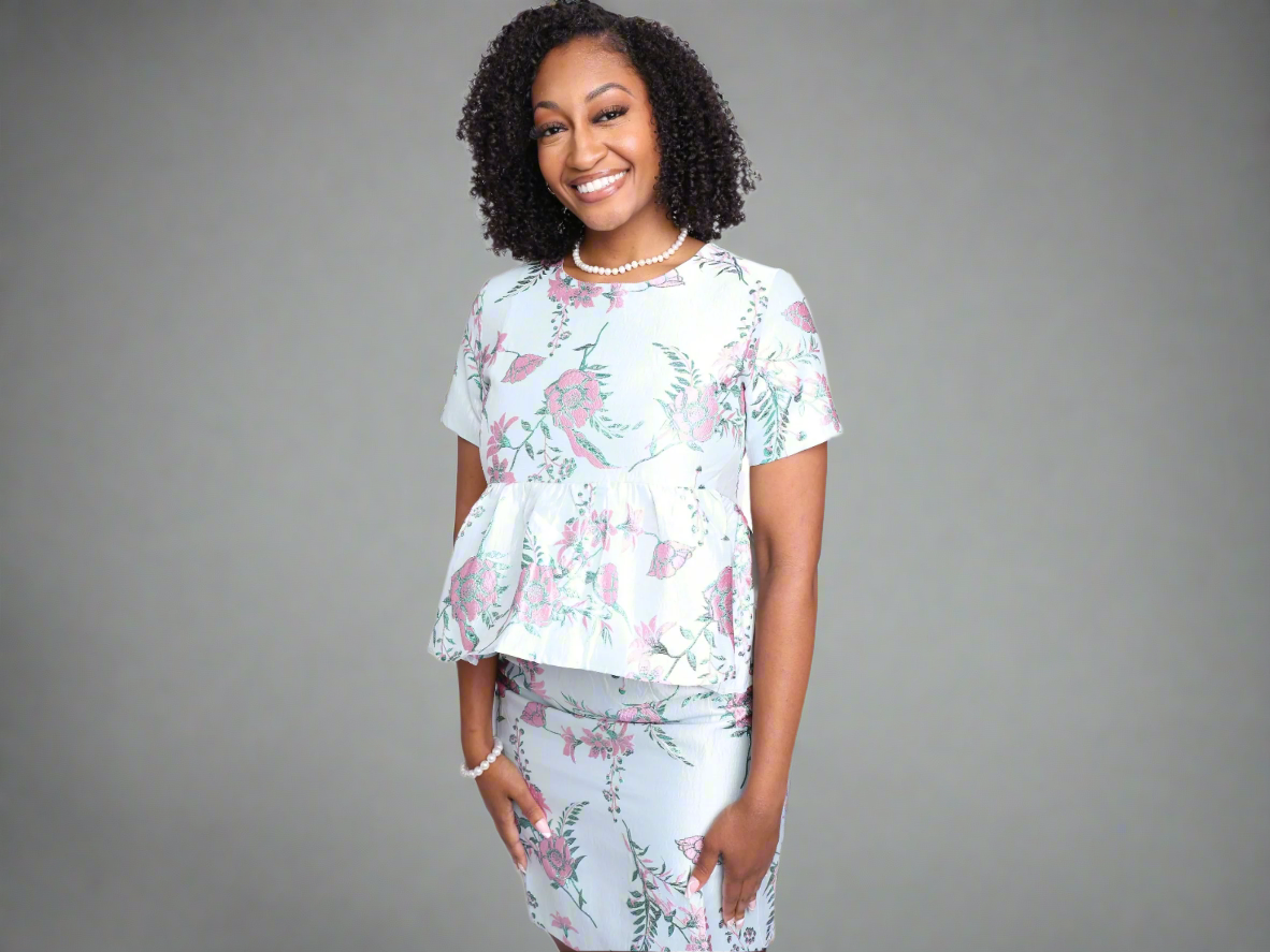 Peplum Floral 2pc Skirt Set