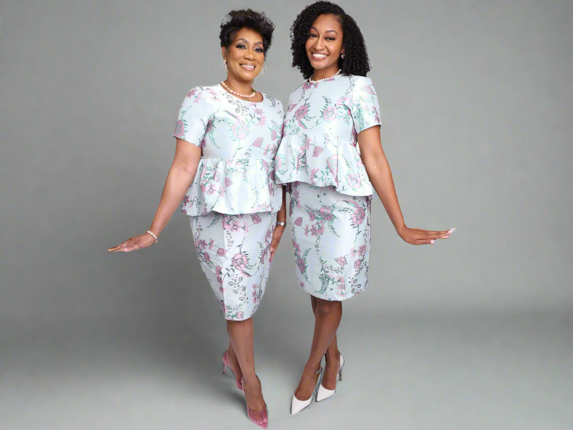 Peplum Floral 2pc Skirt Set