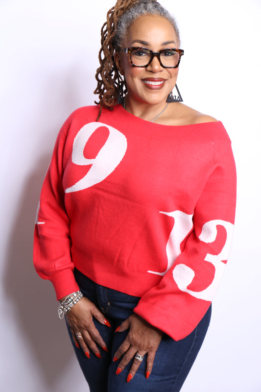 Red 1913-Off Shoulder Sweater
