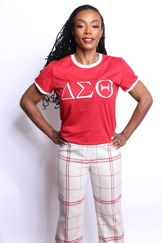 Crimson & Cream Ringer T Shirt