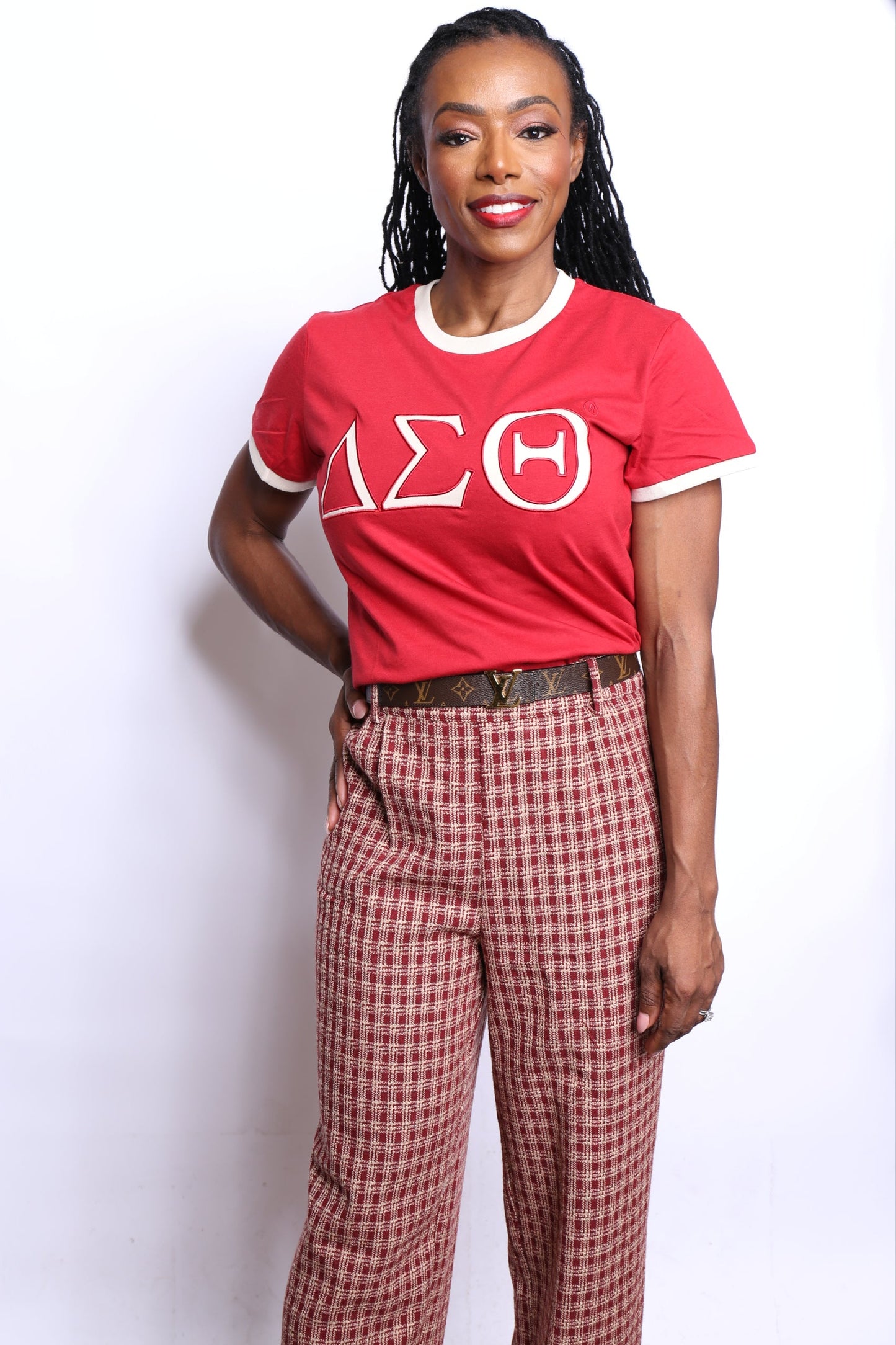 Crimson & Cream Ringer T Shirt
