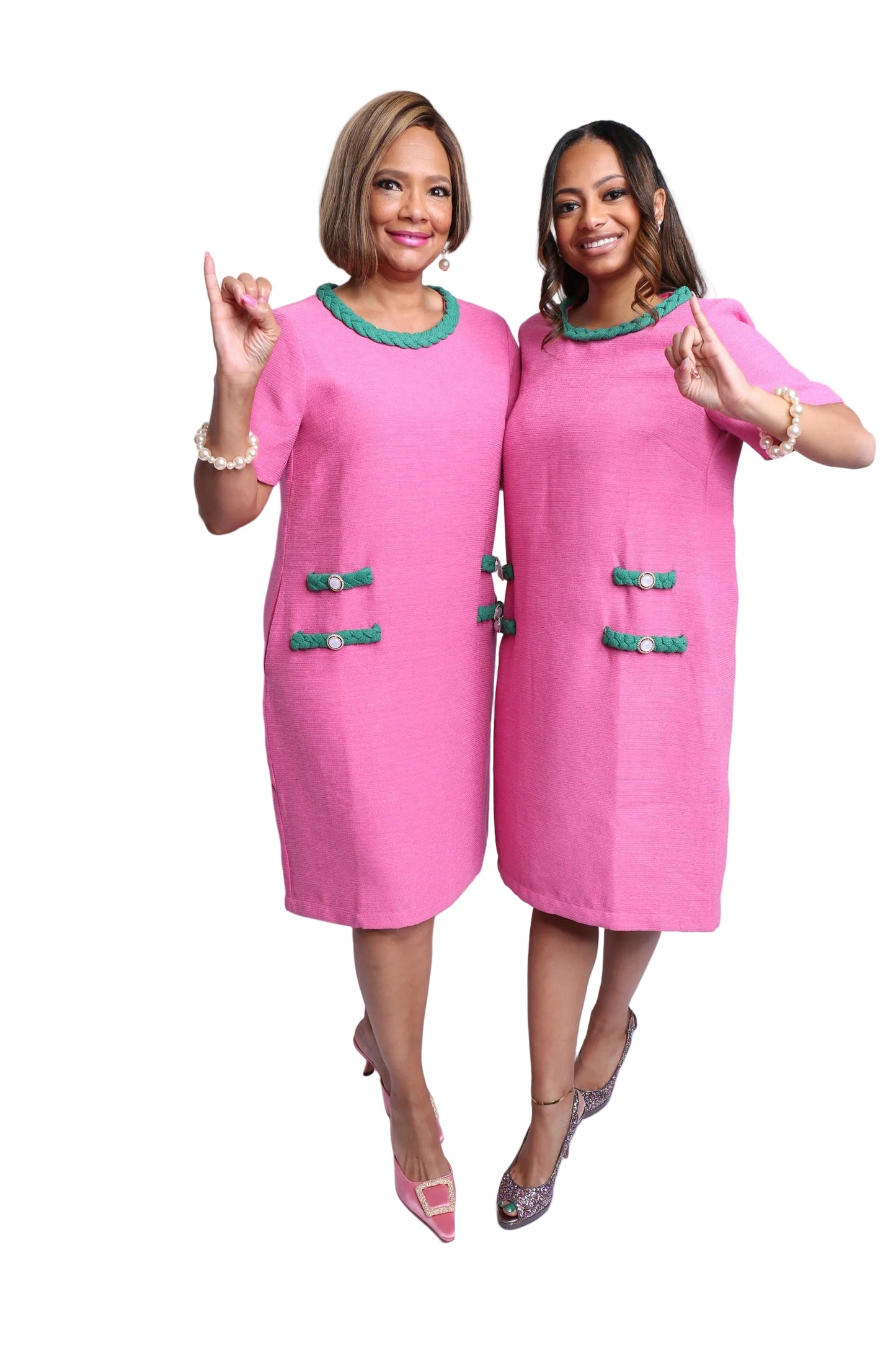 Classic Pink Tweed Shift Dress