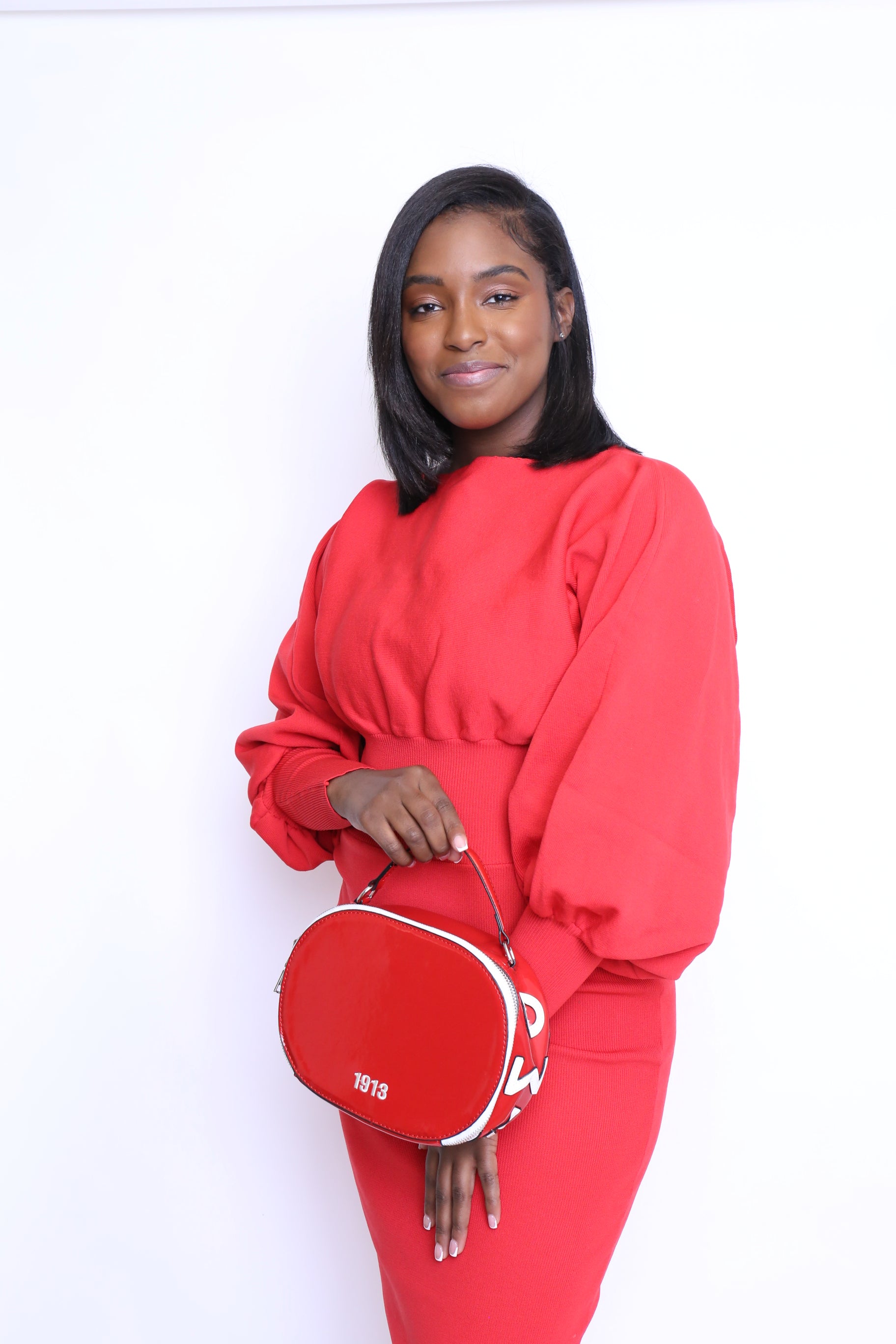 1913 Patent Leather Round Crossbody Bag